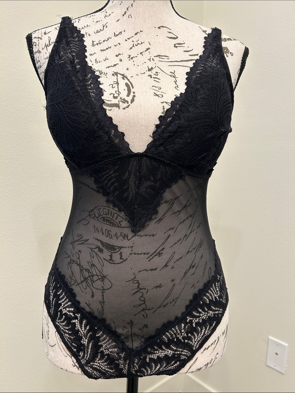 Black Lace Sheer Bodysuit - Women's Shapewear